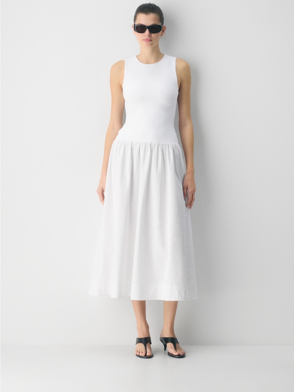 Aritzia Babaton Women’s White Sleeveless Ruffle-Hem Dress